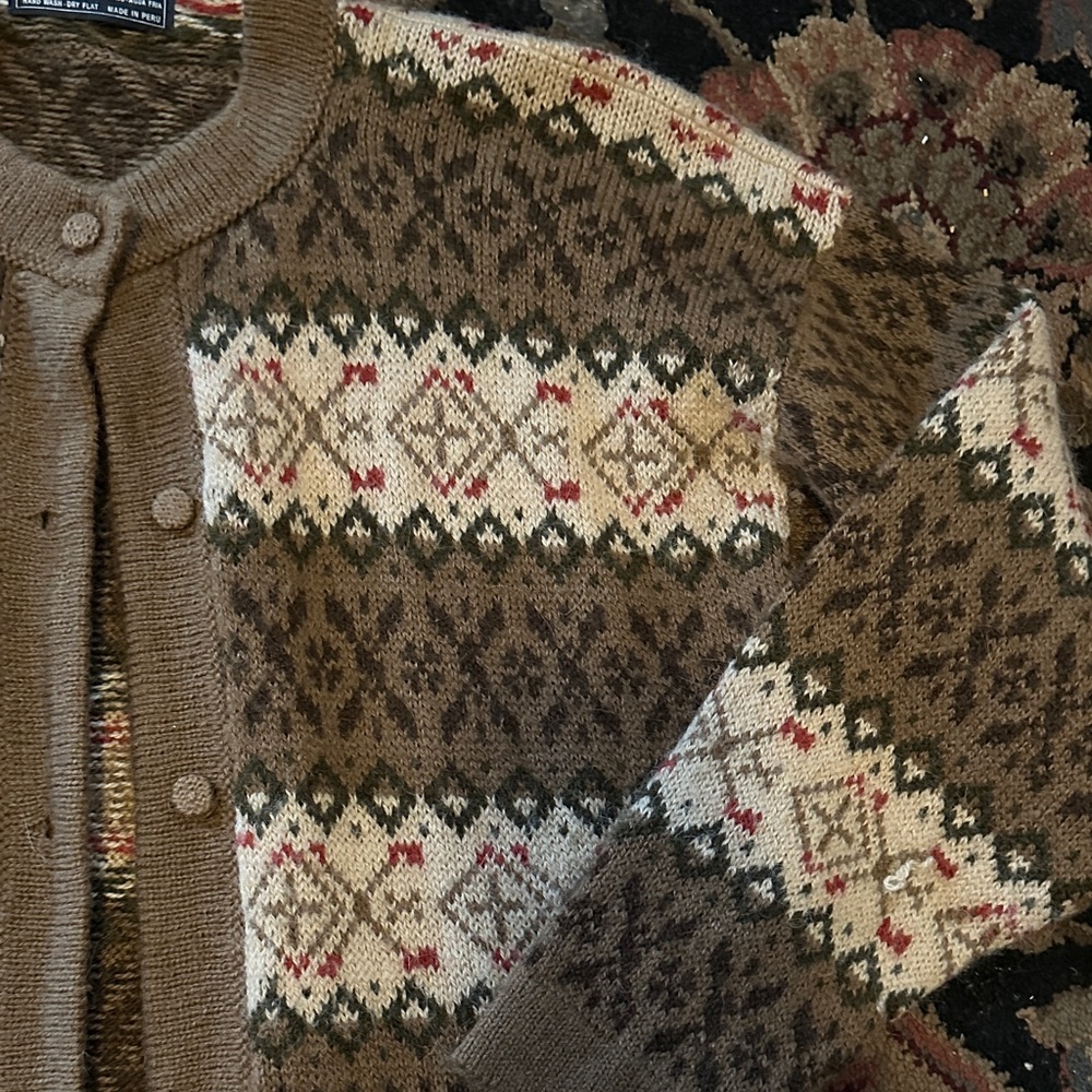 Pendleton Geometric Brown and Cream Cardigan - image 3